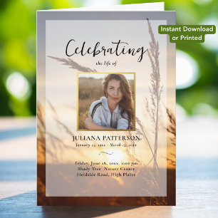 Peaceful Sunset Instant Download Funeral Program