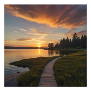 Peaceful Sunset Landscape Vibes Photo Print
