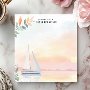 Peaceful Sunset Sailboat Watercolor Personalized Notepad