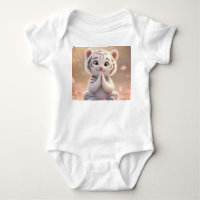 Peaceful Tiger Cub on Lotus - Baby Bodysuit