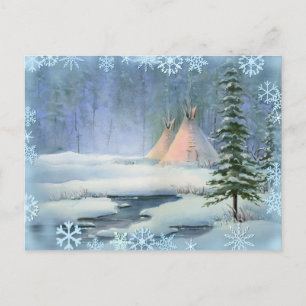 PEACEFUL TIPI & SNOWFLAKES by SHARON SHARPE Postcard