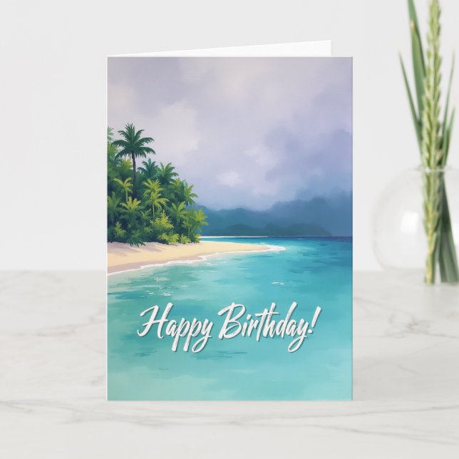 Peaceful Tropical Birthday Card (Front)