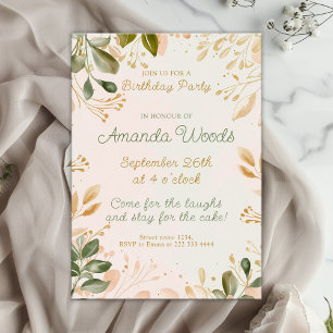 Peaceful Verdant Charm Birthday Celebration Invitation