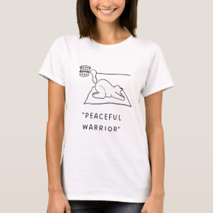Peaceful Warrior   Yoga Cat Illustration T-Shirt