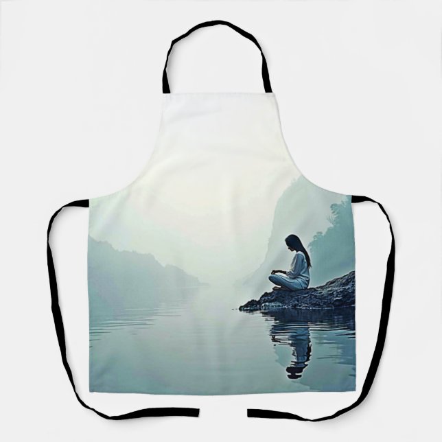 Peaceful Waterside Meditation Design Apron (Front)