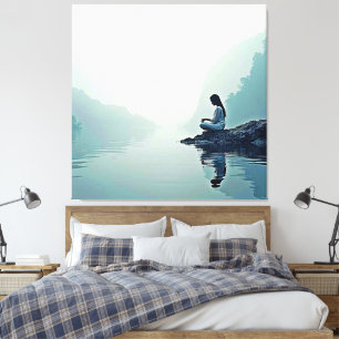 Peaceful Waterside Meditation Design Canvas Print