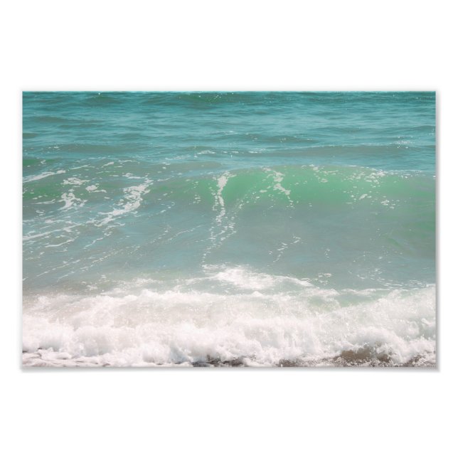 Peaceful Waves Blue Green Sea Beach Photography Photo Print (Front)