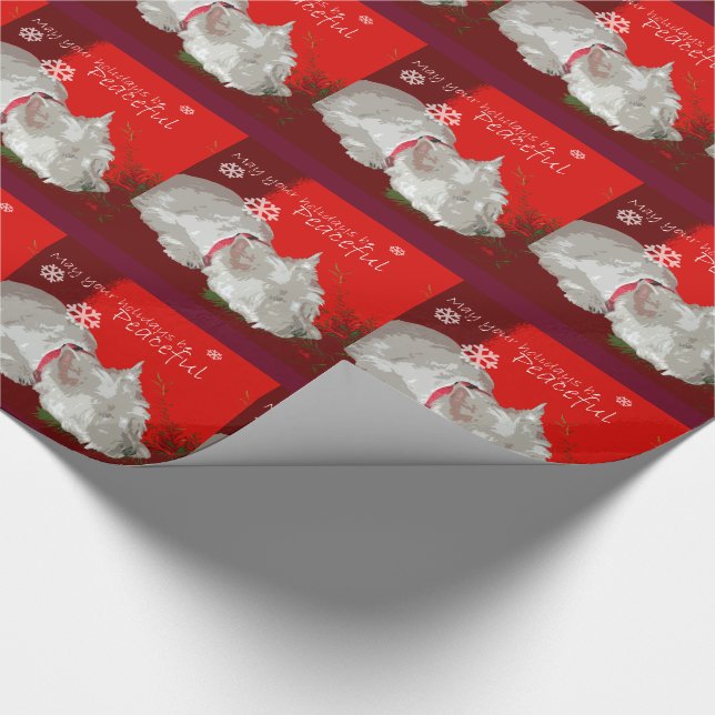 PEACEFUL WESTIE HOLIDAYS WRAPPING PAPER (Corner)