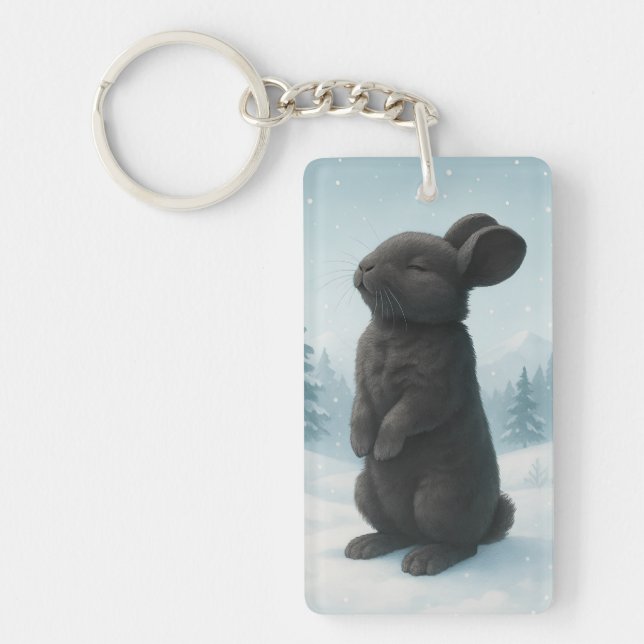 Peaceful Winter Bunny Keychain (Front)