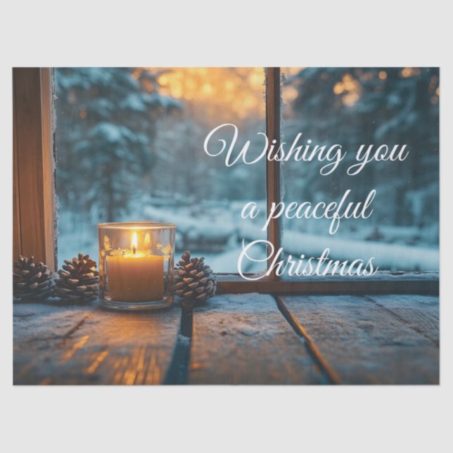 Peaceful winter Christmas decoration in the window Tissue Paper (Front)