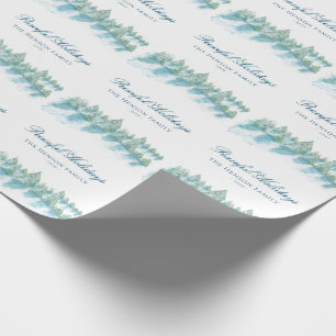 Peaceful Winter Forest Watercolor Script Christmas Wrapping Paper