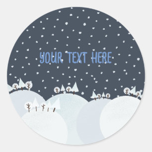 Peaceful winter forest with snow and snowflakes classic round sticker