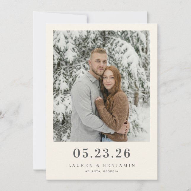 Peaceful Winter Minimalist Photo Save The Date (Front)