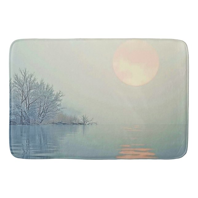 Peaceful Winter Morning Art Bath Mat (Front)