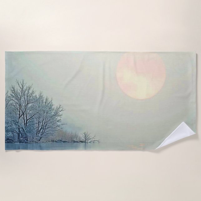 Peaceful Winter Morning Art Beach Towel (Front)