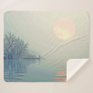 Peaceful Winter Morning Art Sherpa Blanket