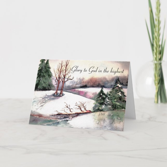 Peaceful Winter Scene Holiday Card (Front)