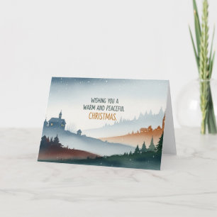 Peaceful Winter Village Christmas Card