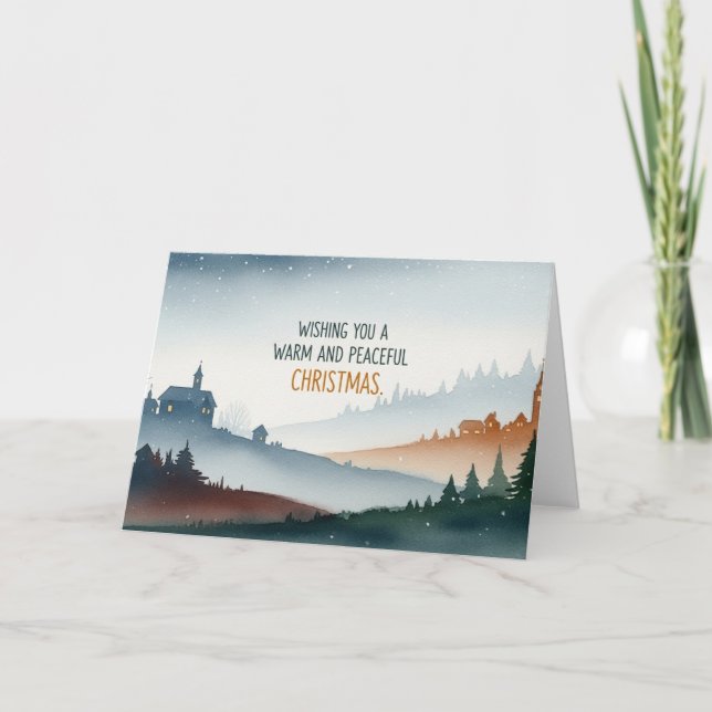 Peaceful Winter Village Christmas Card (Front)