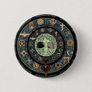 Peaceful Yin Yang Tree of Life Symbol 2 Inch Round Button