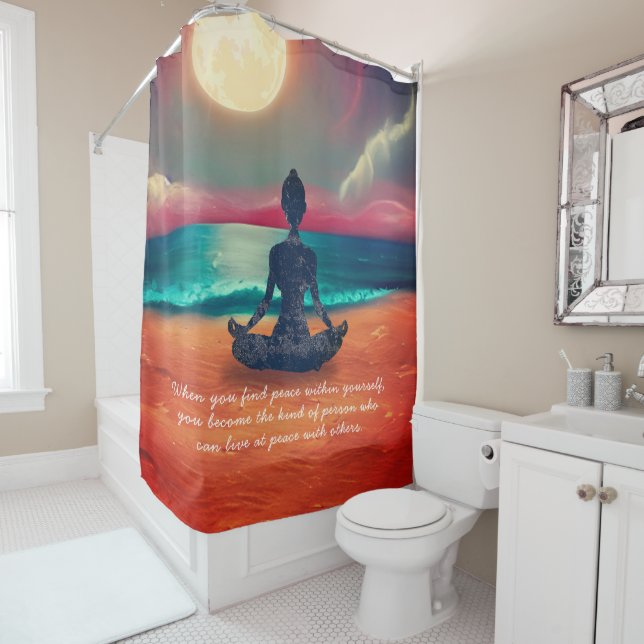 Peaceful Yoga Meditation Moonlight Sky Ocean Quote (In Situ)