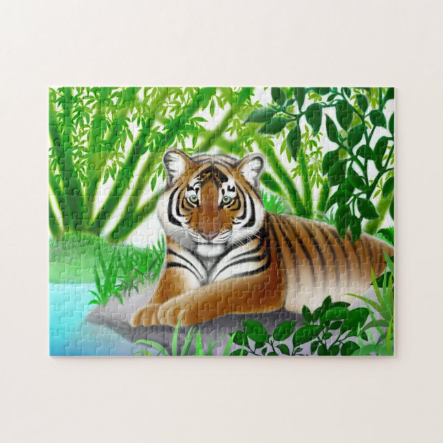 Peaceful Young Bengal Tiger Puzzle (Horizontal)
