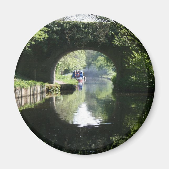 Peacefulness Blue Boat Llangollen Canal Magnet (Front)