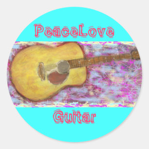 PeaceLove Guitar Classic Round Sticker
