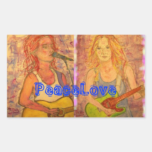 PeaceLove Guitar Girls Sticker (Front)