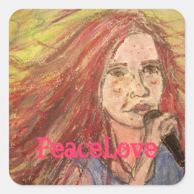 PeaceLove Rocker Girl Square Sticker (Front)