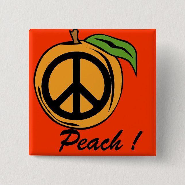 Peach! 2 Inch Square Button (Front)