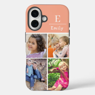Peach 4 photo Name and Initial  iPhone 16 Case