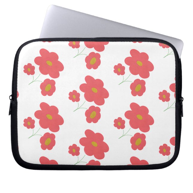 Peach abstract floral laptop sleeve (Front)
