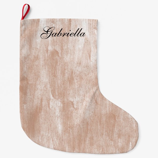 Peach Abstract Personalized Large Christmas Stocking (Front)