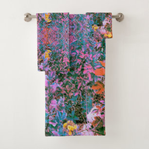 Peach Abstrait, Pink Green et Aqua Garden Foliage