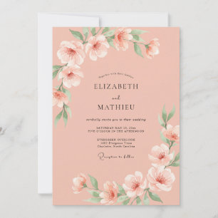 Peach Airy Blossom Wedding Invitation