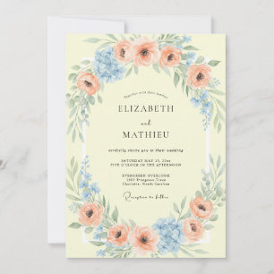 Peach Airy Spring Wedding Invitation