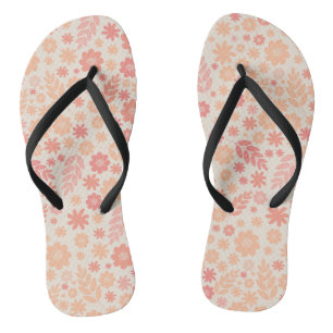 Peach Airy Wildflower Meadow Pattern Flip Flops