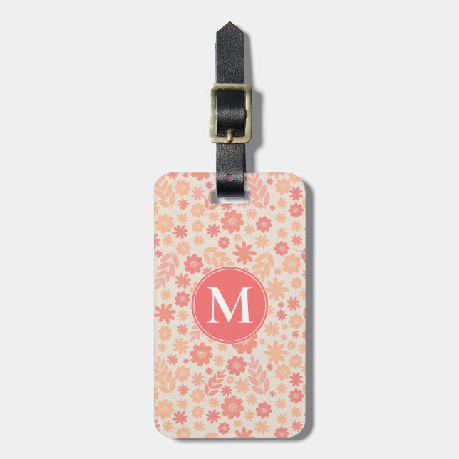 Peach Airy Wildflower Meadow Pattern Luggage Tag (Front Vertical)