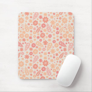 Peach Airy Wildflower Meadow Pattern Mouse Pad