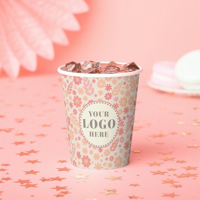 Peach Airy Wildflower Meadow Pattern Paper Cups (Insitu)