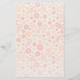 Peach Airy Wildflower Meadow Pattern Stationery