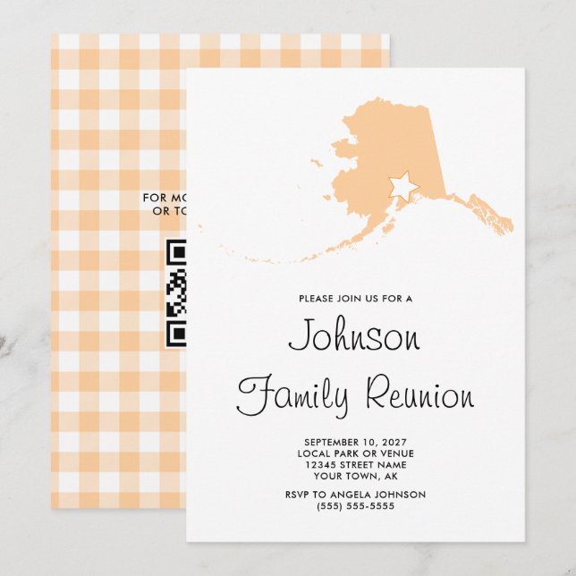 Peach Alaska Family Reunion Invitation (Front/Back)