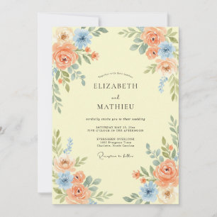 Peach Alluring Spring Wedding Invitation