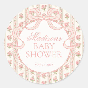 Peach and Beige Fancy Floral Baby Shower Seal