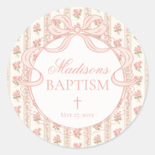 Peach and Beige Fancy Floral Baptism Envelope Seal