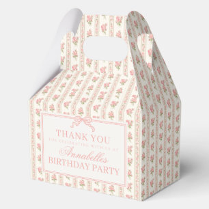 Peach and Beige Fancy Floral Birthday Party Favor Box