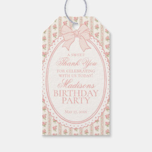 Peach and Beige Fancy Floral Birthday Party Favors Gift Tags