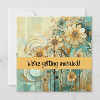 Peach and Beige Floral Abstract Invitation