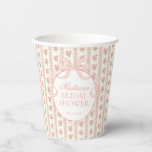 Peach and Beige Vintage Fancy Floral Bridal Shower Paper Cups<br><div class="desc">A charming blend of vintage elegance and playful femininity, this party decor collection features soft preppy florals paired with delicate coquette bows. Designed to feel timeless yet fresh, each piece brings a sweet, polished touch to your celebration. ★ Let me help you plan your next party! ★ If you need...</div>